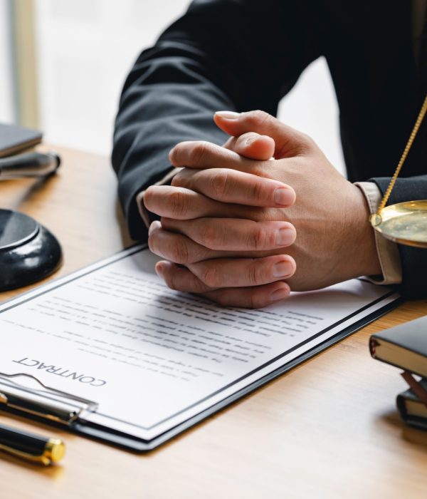 Attorney or judge sitting at the desk, listen. Businessman, business auditor, teacher, professor sea